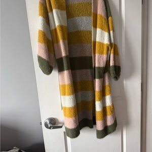 Anthropologie Pink, Yellow, and Green Striped Cardigan
